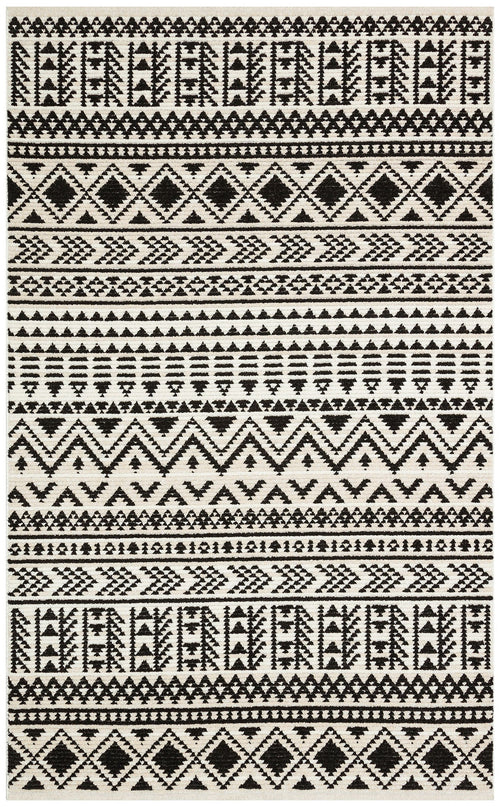 Cinisello Balsamo Black Wool and Viscose Machine Made Area Rug