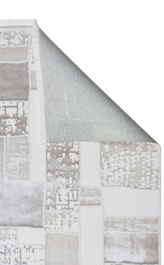 Cream Patchwork Rug - Machine Made Area Rug With Soft Texture & Non Slip Pad
