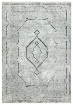 Grey Bamboo Area Rug – Machine Made Antislip Carpet With Grey Frame For Living Room