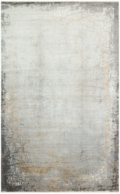 Grey Geometric Area Rug - Modern Machine Made Carpet, Dense Woven Living Room Rug