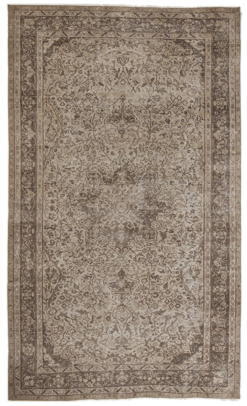 Atina Beige Vintage Wool Handmade Area Rug 5'10" x 9'5"