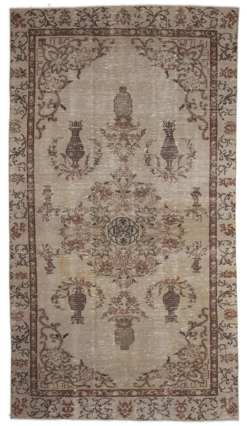 Atina Beige Vintage Wool Handmade Area Rug 5'3" x 9'5"