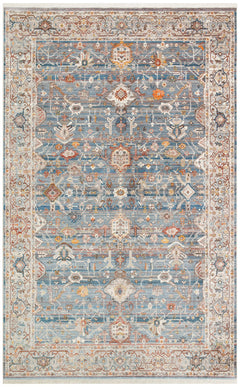 Blue Area Rug - Classic Machine Made Carpet | Ethnic Style, Dust Free & Easy To Clean