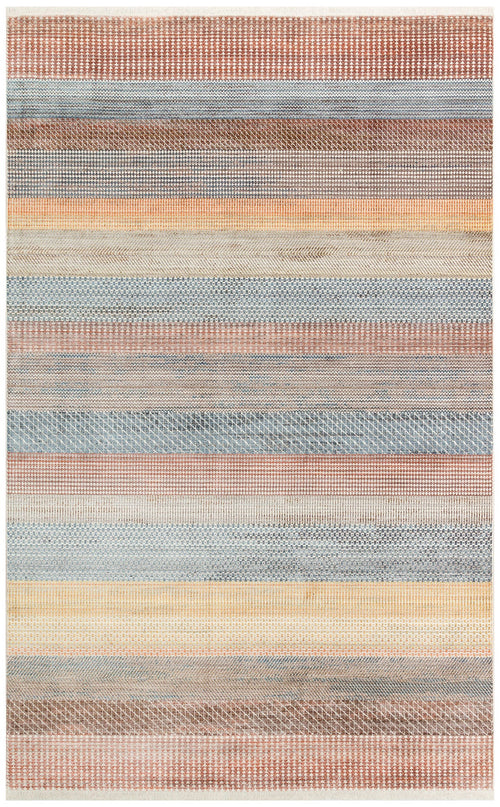 Machine Made Area Rug – Multicolor Striped Flatweave Rug With Soft Texture