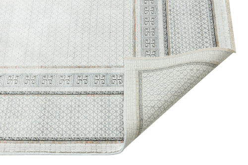 Cream Bamboo Area Rug – Machine Made Woven Viscose Rug With Frame Design