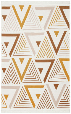 Cotton Kilim Rug - Beige Zigzag Modern Woven Double Sided Washable Rug