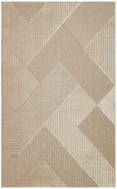 Geometric Wool Rug - Machine Made Brown Flatweave Area Rug With Soft Texture