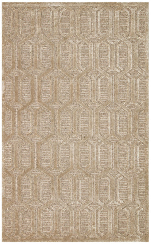 Geometric Wool Area Rug – Machine Made Brown Flatweave Carpet With Soft Texture