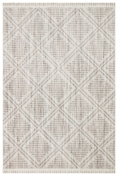 Grey Geometric Area Rug - Machine Made Rug With Soft Texture & Easy Clean