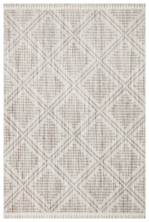 Grey Geometric Area Rug - Machine Made Rug With Soft Texture & Easy Clean