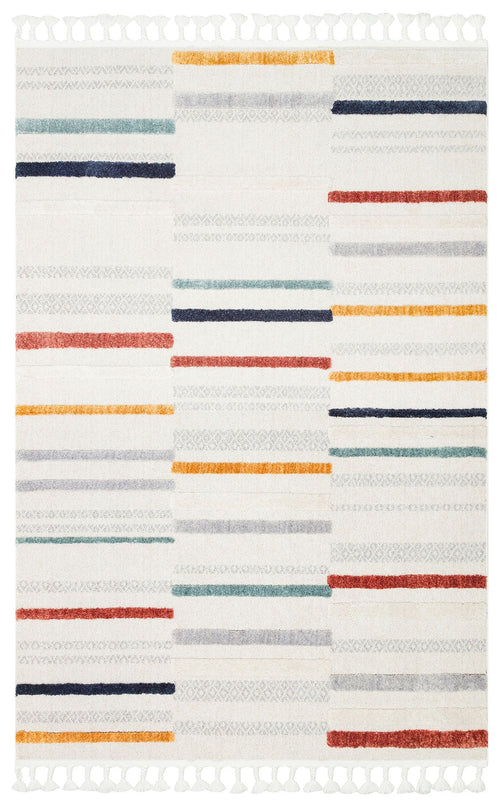 Scandinavian Striped Rug - Modern Area Rug With Soft Textured Ethnic Knitting