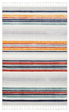 Striped Scandinavian Rug – Modern Soft Textured Carpet With Ethnic Knitting Pattern