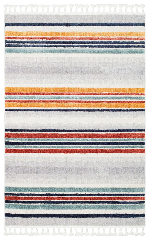 Striped Scandinavian Rug – Modern Soft Textured Carpet With Ethnic Knitting Pattern