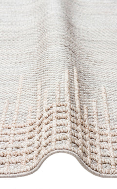 Beige Striped Area Rug – Machine Made Rug with Antislip Floor Mat, Flatweave