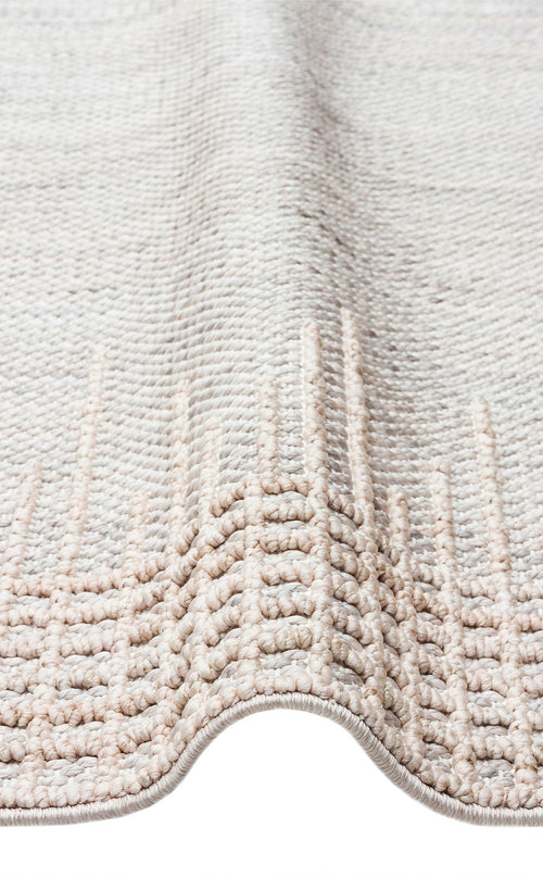 Beige Striped Area Rug – Machine Made Rug with Antislip Floor Mat, Flatweave