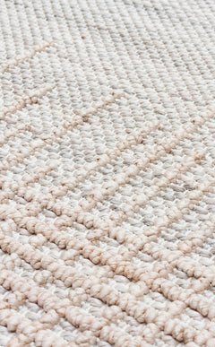 Beige Striped Area Rug – Machine Made Rug with Antislip Floor Mat, Flatweave