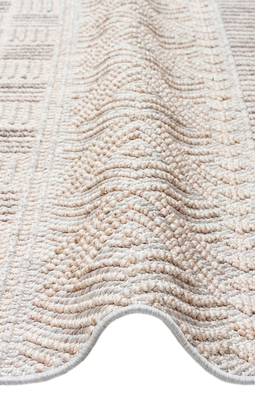 Beige Geometric Area Rug - Machine Made Rug With Dustproof Flatweave Design