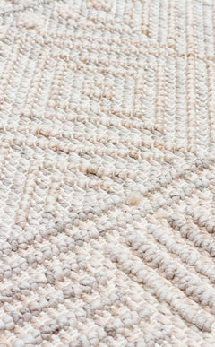 Beige Geometric Area Rug - Machine Made Rug With Dustproof Flatweave Design