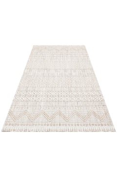 Beige Geometric Area Rug - Machine Made Rug With Dustproof Flatweave Design