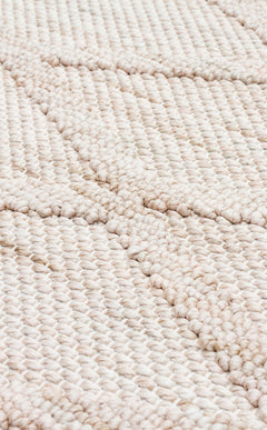 Machine Made Area Rug - Beige Geometric Design | Non Slip, Easy Clean Carpet