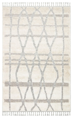 Cream Geometric Area Rug - Machine Made Rug With Soft Texture & Non Slip