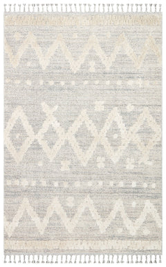 Machine Made Area Rug - Cream Geometric Flatweave Rug With Soft Texture
