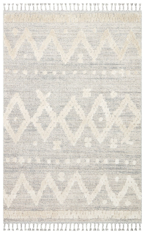Machine Made Area Rug - Cream Geometric Flatweave Rug With Soft Texture