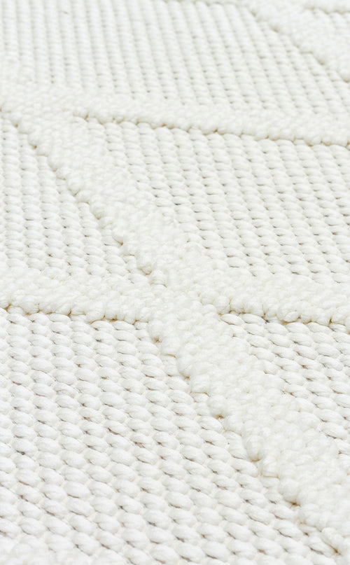 Cream Geometric Area Rug - Machine Made Rug With Soft Texture & Anti Slip