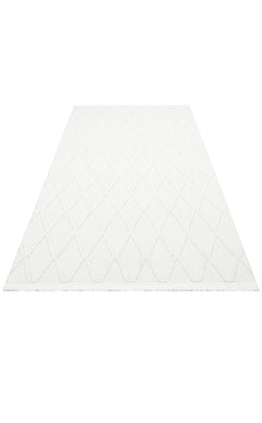 Cream Geometric Area Rug - Machine Made Rug With Soft Texture & Anti Slip