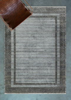 Bamboo Area Rug – Machine Made Grey Frame Rug for Living Room & Kitchen Floors