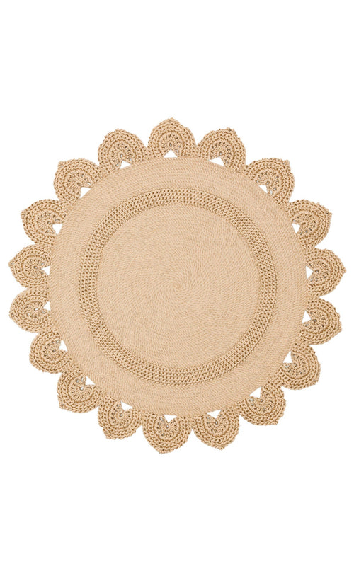 Modern Jute Rug - Beige Round Knit Rug With Soft Texture & Easy Clean