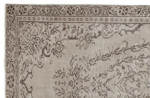 Atina Beige Vintage Wool Handmade Area Rug 4'10" x 8'7"