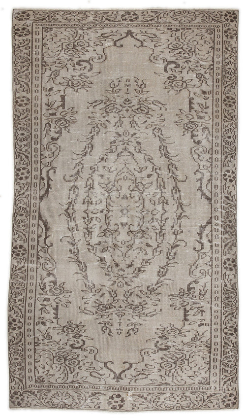 Atina Beige Vintage Wool Handmade Area Rug 4'10" x 8'7"