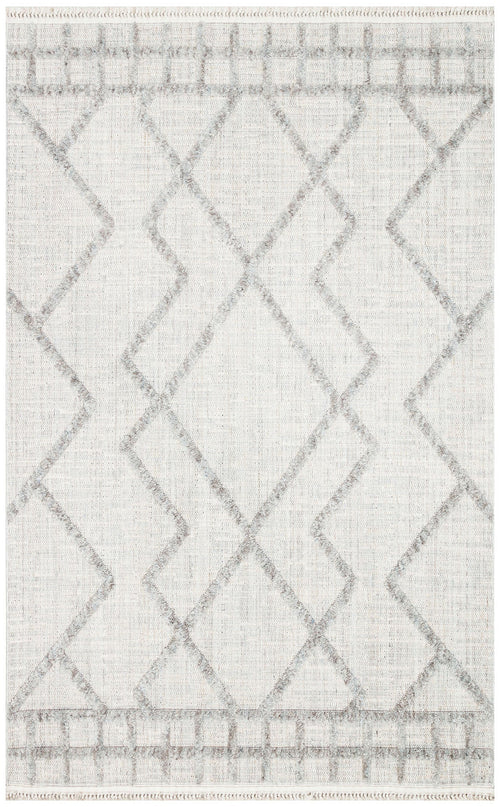 Scandinavian Area Rug – Grey Geometric Rug with Soft Textured Carpet