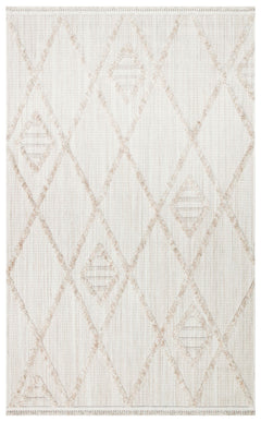 Scandinavian Area Rug - Beige Geometric Machine Made Rug | Dustproof, Soft Textured