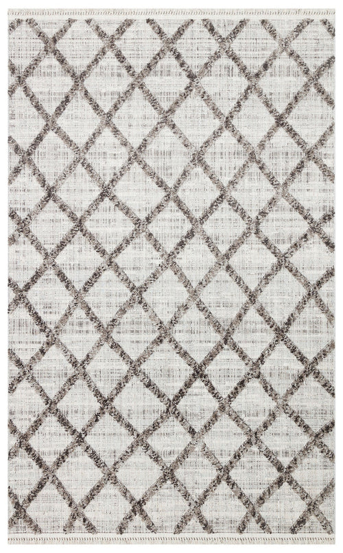 Scandinavian Area Rug - Grey Geometric Machine Made Flatweave Carpet for Living Room