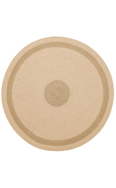 Round Jute Rug – Beige Geometric Knitted Jute Carpet with Soft Texture