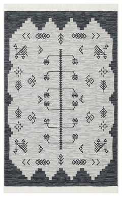 Cotton Kilim Rug - Grey Classic Woven Double Sided Washable Area Rug