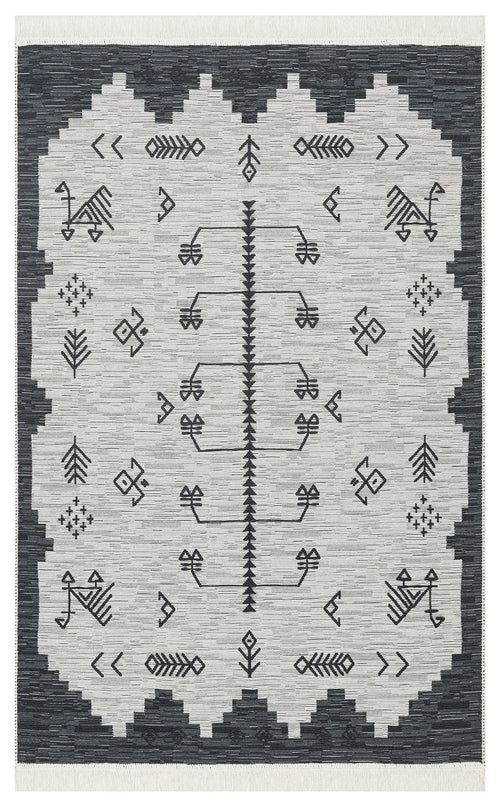 Cotton Kilim Rug - Grey Classic Woven Double Sided Washable Area Rug