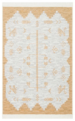 Yellow Geometric Kilim - Cotton Kilim Rug | Washable Double Sided Woven Rug