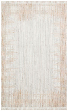 Beige Striped Area Rug – Machine Made Rug with Antislip Floor Mat, Flatweave