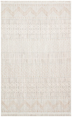 Beige Geometric Area Rug - Machine Made Rug With Dustproof Flatweave Design