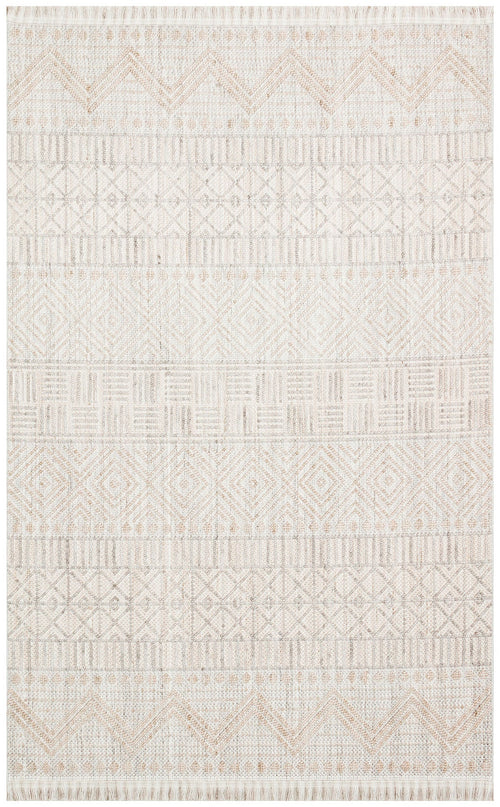 Beige Geometric Area Rug - Machine Made Rug With Dustproof Flatweave Design