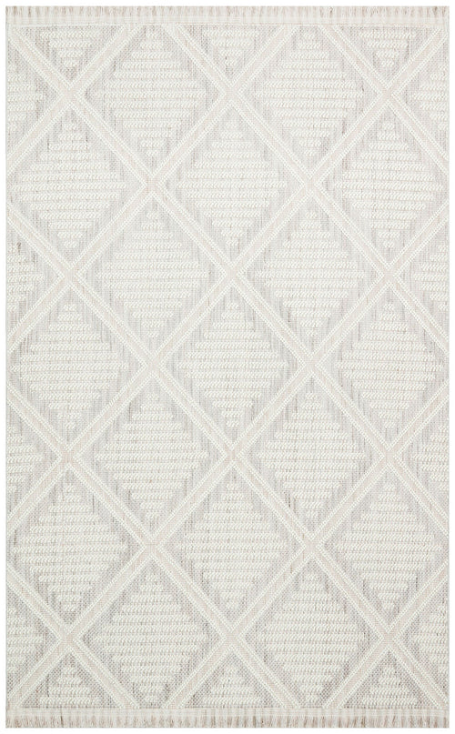 Grey Geometric Area Rug – Machine Made Rug With Antislip Flatweave Design