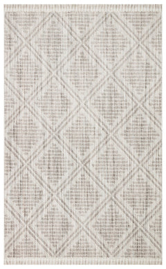 Grey Geometric Area Rug - Machine Made Rug With Soft Texture & Easy Clean