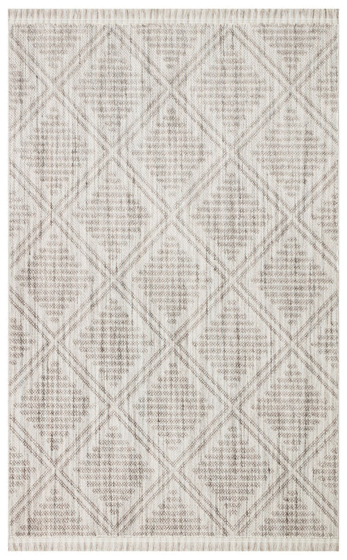 Grey Geometric Area Rug - Machine Made Rug With Soft Texture & Easy Clean