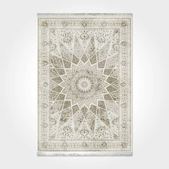 Classic Viscose Area Rug - Machine Made Cream Rug With 7mm Pile Height