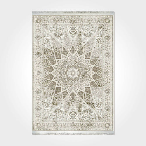 Classic Viscose Area Rug - Machine Made Cream Rug With 7mm Pile Height