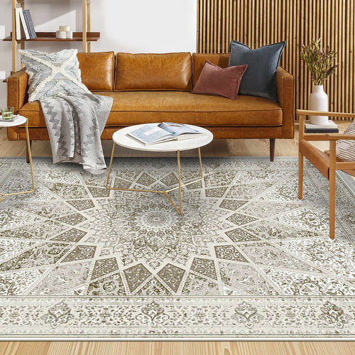 Classic Viscose Area Rug - Machine Made Cream Rug With 7mm Pile Height