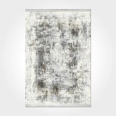 Modern Viscose Area Rug - Beige Machine Made Rug with 7mm Pile Height & Anti Slip